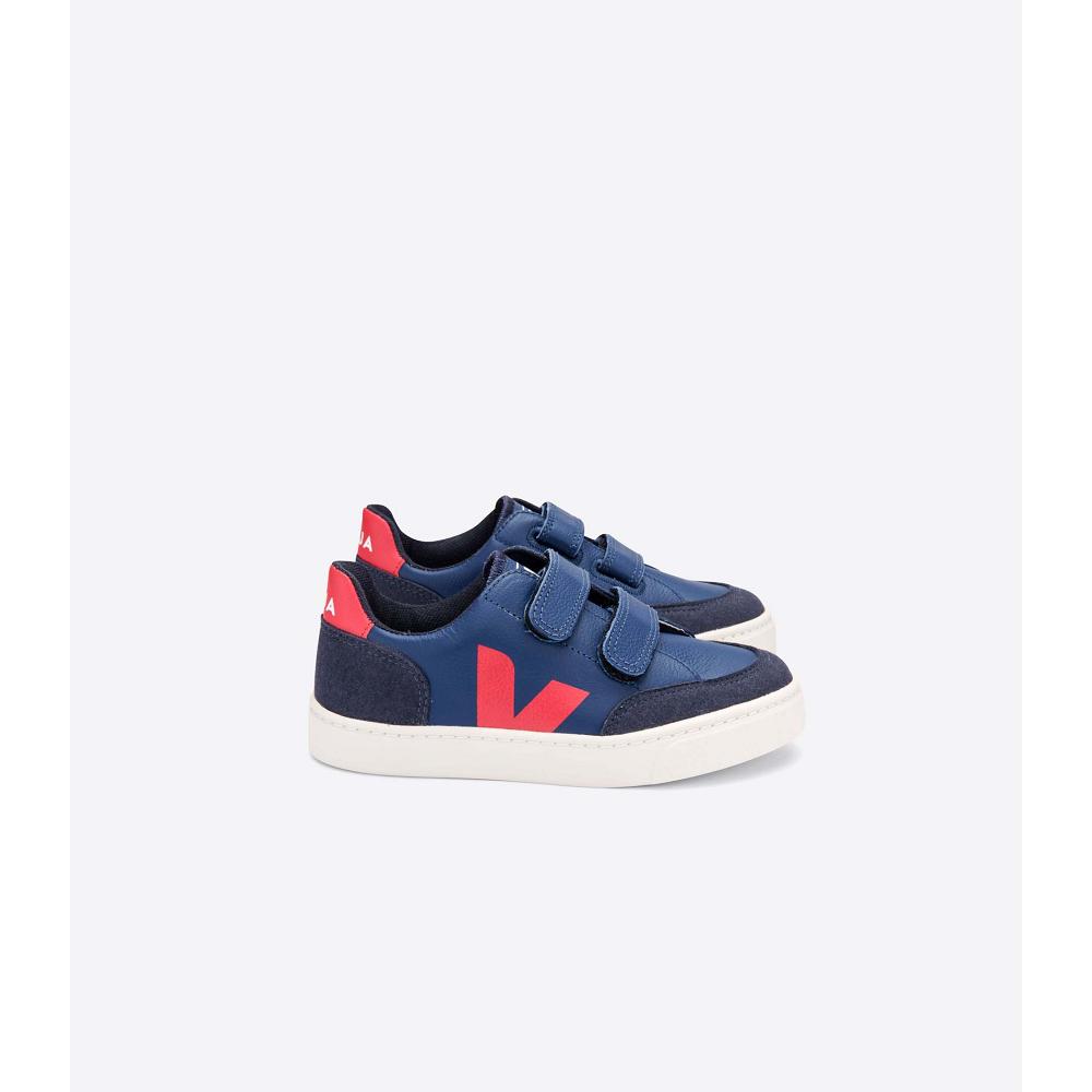 Veja V-12 LEATHER Sneakers Kinderen Donkerblauw | NL 874VRW